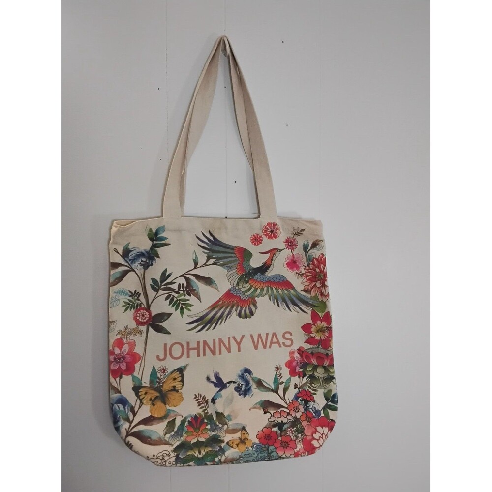 Johnny Was California Floral Canvas Tote Bag Reusable Designer Travel Shopper